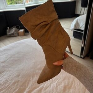 PrettyLittleThing Tan Heeled Boots